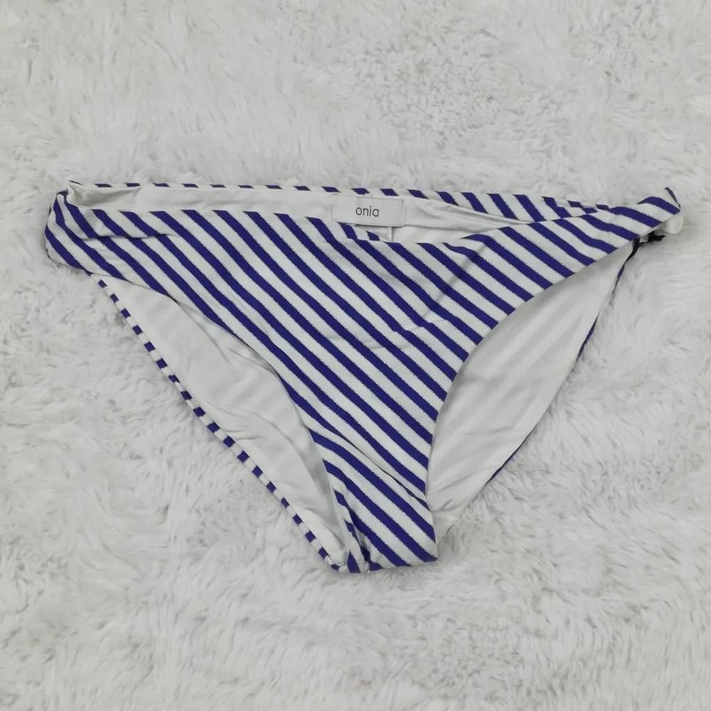 Onia Womens Bikini‎ Swim Bottom Multicolor Stripe Nylon Blend Stretch L New